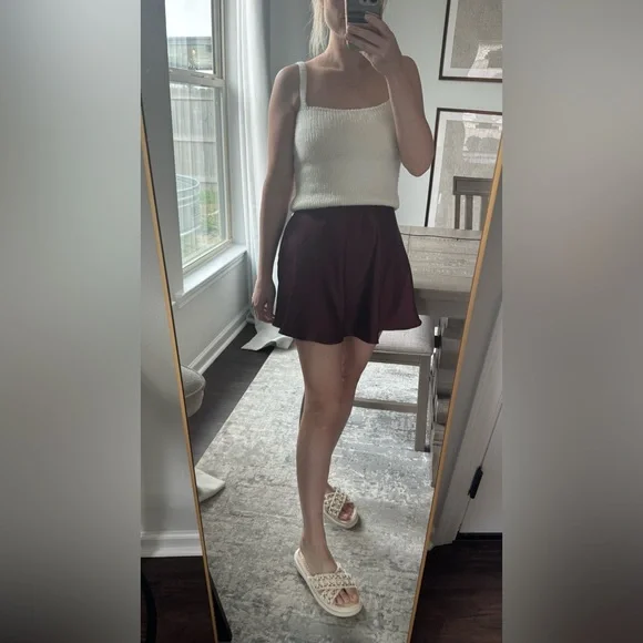 Elegant Maroon Burgundy Satin Skirt - Picture 10 of 14